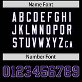 Custom Black Purple-White Color Block Varsity Full-Snap Letterman Hoodie Jacket