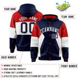 Custom Navy Red-White Color Block Varsity Full-Snap Letterman Hoodie Jacket