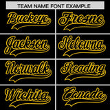 Custom Black Gold-White Color Block Varsity Full-Snap Letterman Hoodie Jacket