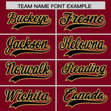 Custom Crimson Black-Khaki Color Block Varsity Full-Snap Letterman Hoodie Jacket