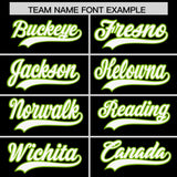 Custom Black Neon Green-White Color Block Varsity Full-Snap Letterman Hoodie Jacket