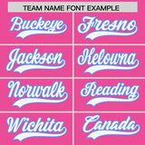 Custom Pink Powder Blue-White Color Block Varsity Full-Snap Letterman Hoodie Jacket