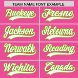 Custom Pink Neon Green-White Color Block Varsity Full-Snap Letterman Hoodie Jacket