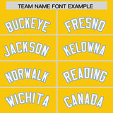 Custom Gold Powder Blue-White Color Block Varsity Full-Snap Letterman Hoodie Jacket