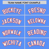 Custom Powder Blue Red-White Color Block Varsity Full-Snap Letterman Hoodie Jacket