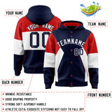 Custom Navy Red-White Color Block Varsity Full-Snap Letterman Hoodie Jacket