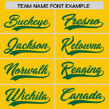 Custom Gold Kelly Green-White Color Block Varsity Full-Snap Letterman Hoodie Jacket