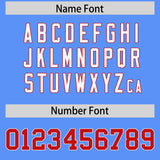 Custom Powder Blue Red-White Color Block Varsity Full-Snap Letterman Hoodie Jacket