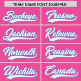 Custom Pink Powder Blue-White Color Block Varsity Full-Snap Letterman Hoodie Jacket