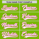 Custom Neon Green Pink-White Color Block Varsity Full-Snap Letterman Hoodie Jacket