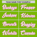 Custom Neon Green Pink-White Color Block Varsity Full-Snap Letterman Hoodie Jacket