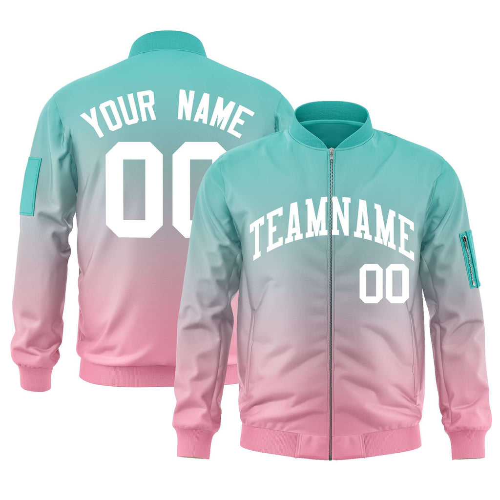 Custom Gradient Full-Zip Bomber Jacket Lightweight Varsity Baseball Jackets Personalized Stitched Letters Logo for Men Women Youth