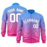 Custom Gradient Full-Zip Letterman Bomber Coat Lightweight Personalized Stitched Letters Logo for Adult Youth S-6XL  With Pocket