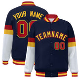 Custom Color Block Full-Snap Lightweight College Jacket Stitched Streetwear Baseball Jacket