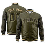 Custom Varsity Full-Zip Camo Raglan Sleeves Fashion College Jacket