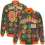 Custom Graffiti Pattern Pets Paw Prints Varsity Baseball Jacket for Men Women Personalized Letterman Jackets