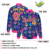 Custom Graffiti Pattern Pets Paw Prints Varsity Baseball Jacket for Men Women Design  Sports Bomber Coat
