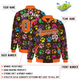 Custom Graffiti Pattern Pets Paw Prints Varsity Baseball Jacket for Men Women Design  Sports Bomber Coat
