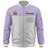 Custom Color Block Letterman Jackets Personalized Stitched Text Logo Varsity Bomber Full-Zip Jackets for Fans