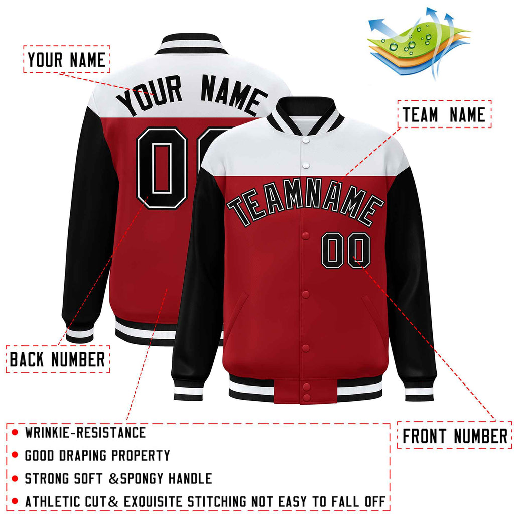 Custom Color Block Blend Windproof Personalized Stitched Text Logo Bomber Coat Baseball Jacket