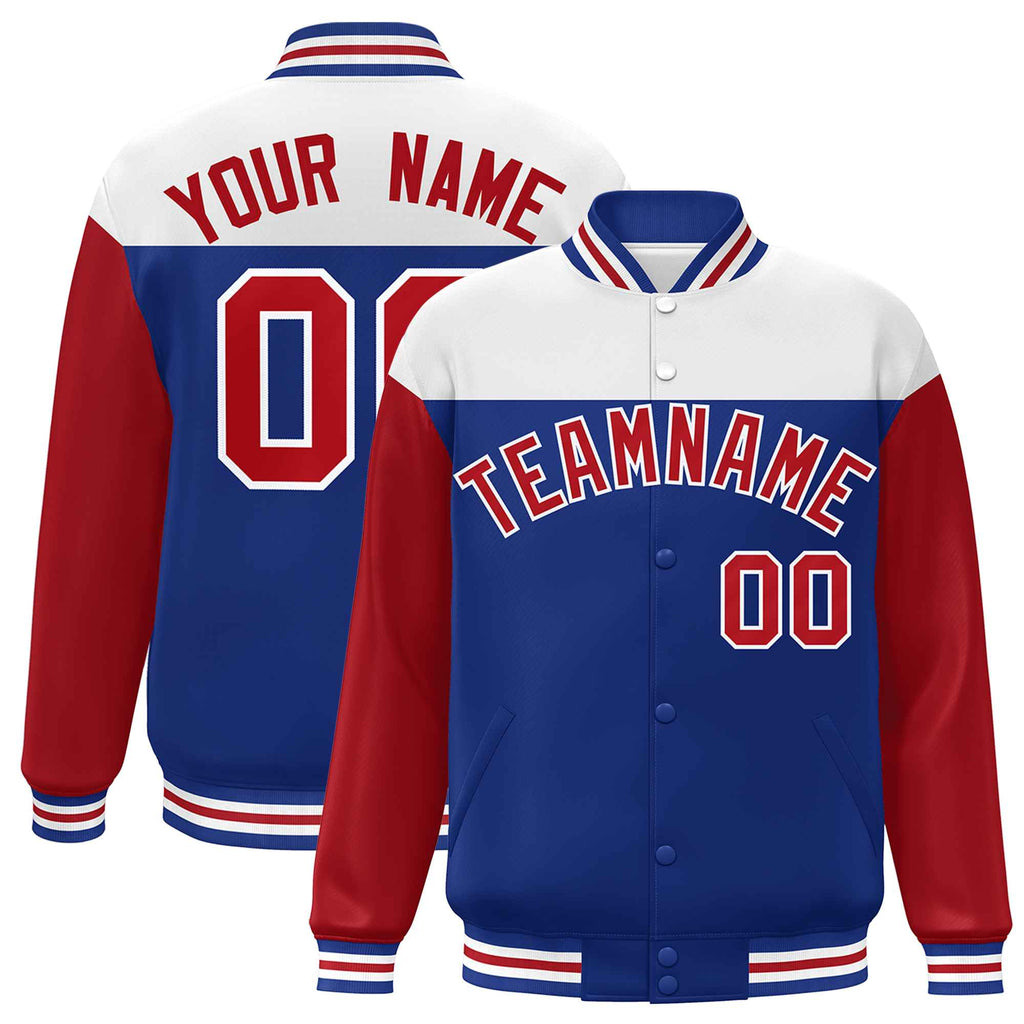 Custom Color Block Blend Windproof Personalized Stitched Text Logo Bomber Coat Baseball Jacket