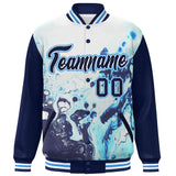 Custom Graffiti Pattern Tie Dye Ink Paint Fashion Varsity Jackets  Full-Snap Baseball Jackets  Letterman Bomber Coat