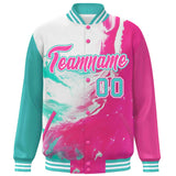 Custom Graffiti Pattern Tie Dye Ink Paint Personalized Team Name Varsity Jackets  Full-Snap Letterman Baseball Jackets