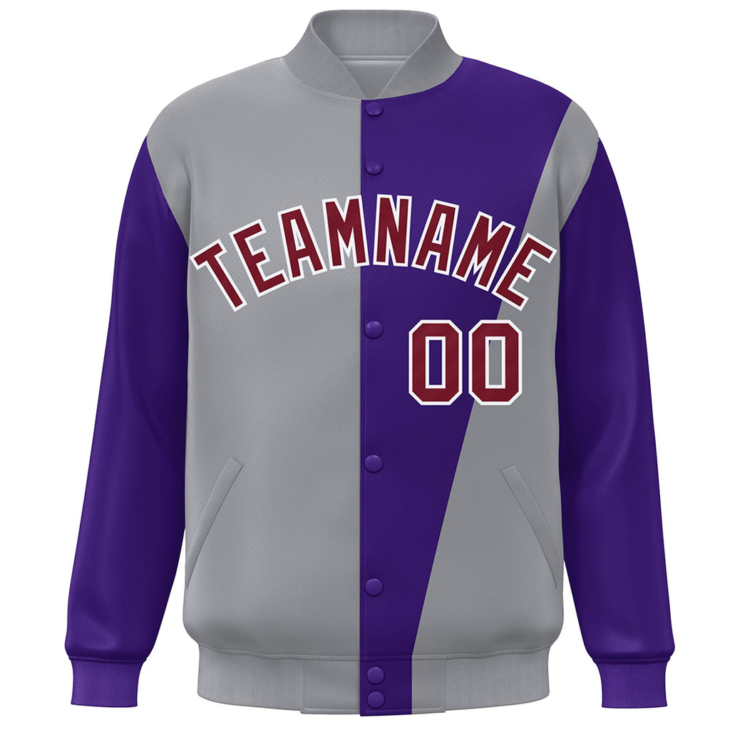 Custom Color Block Fashion Varsity Bomber Jackets College Full-Snap Baseball Jacket