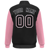 Custom Color Block Bomber Jacket Lightweight Varsity Windbreaker Full-Snap Baseball Jacket