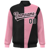 Custom Color Block Bomber Jacket Lightweight Varsity Windbreaker Full-Snap Baseball Jacket