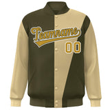 Custom Color Block Bomber Jacket Lightweight Varsity Windbreaker Full-Snap Baseball Jacket