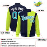Custom Color Block Bomber Jacket Lightweight Varsity Windbreaker Full-Snap Baseball Jacket