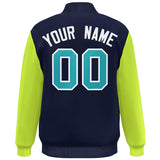 Custom Color Block Bomber Jacket Lightweight Varsity Windbreaker Full-Snap Baseball Jacket