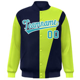 Custom Color Block Bomber Jacket Lightweight Varsity Windbreaker Full-Snap Baseball Jacket