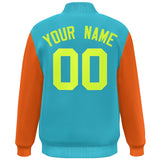 Custom Color Block Bomber Jacket Lightweight Varsity Windbreaker Full-Snap Baseball Jacket