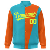 Custom Color Block Bomber Jacket Lightweight Varsity Windbreaker Full-Snap Baseball Jacket