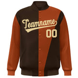 Custom Color Block Bomber Jacket Lightweight Varsity Windbreaker Full-Snap Baseball Jacket