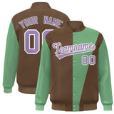 Custom Color Block Bomber Jacket Lightweight Varsity Windbreaker Full-Snap Baseball Jacket