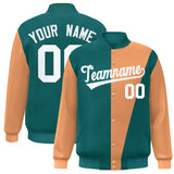 Custom Color Block Bomber Jacket Lightweight Varsity Windbreaker Full-Snap Baseball Jacket