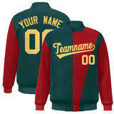 Custom Color Block Bomber Jacket Lightweight Varsity Windbreaker Full-Snap Baseball Jacket