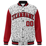 Custom Graffiti Pattern Varsity Raglan Sleeves Letterman Baseball Jacket Windproof College Baseball Coat