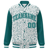 Custom Graffiti Pattern Varsity Raglan Sleeves Letterman Baseball Jacket Windproof College Baseball Coat For Adult