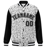 Custom Graffiti Pattern Varsity Raglan Sleeves Letterman Baseball Jacket Lightweight College Baseball Coat For Adult