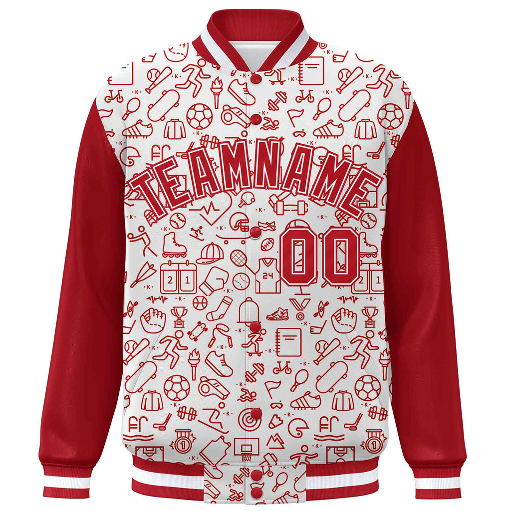 Custom Graffiti Pattern Varsity Raglan Sleeves Letterman Baseball Jacket Lightweight College Baseball Coat For Adult