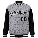 Custom Graffiti Pattern Varsity Raglan Sleeves Letterman Bomber Baseball Jacket Windproof Baseball Coat