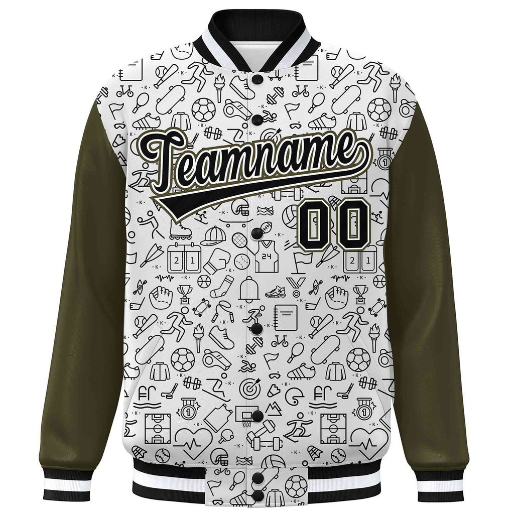 Custom Graffiti Pattern Varsity Raglan Sleeves Letterman Bomber Baseball Jacket Windproof Baseball Coat Men/Youth