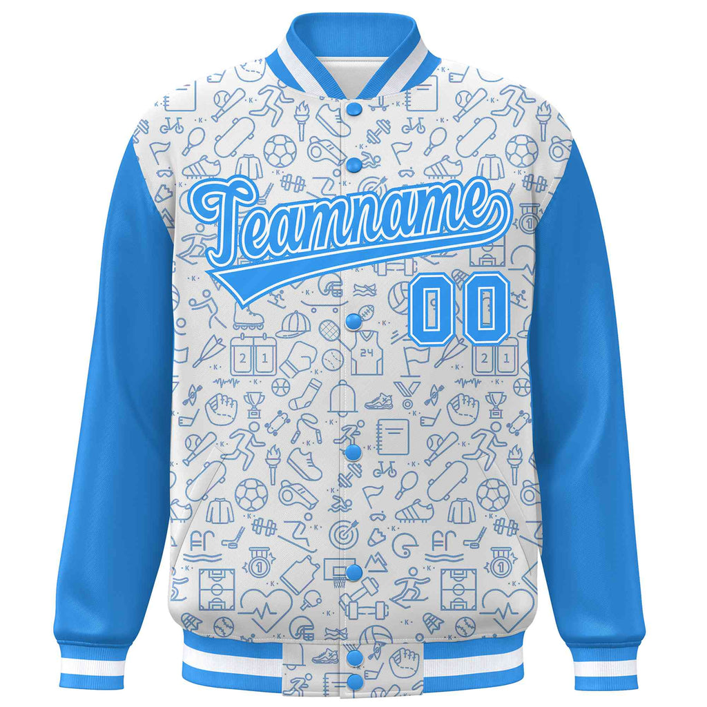 Custom Graffiti Pattern Varsity Raglan Sleeves Letterman Bomber Baseball Jacket Windproof Baseball Coat Men/Youth