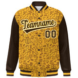 Custom Graffiti Pattern Varsity Raglan Sleeves Letterman Bomber Baseball Jacket Windproof Full-Snap Jacket Men/Youth