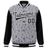 Custom Graffiti Pattern Varsity Raglan Sleeves Letterman Bomber Baseball Jacket Windproof Full-Snap Jacket Men/Youth