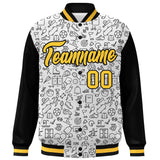 Custom Graffiti Pattern Varsity Raglan Sleeves Letterman Bomber Baseball Jacket  Lightweight Full-Snap Jacket